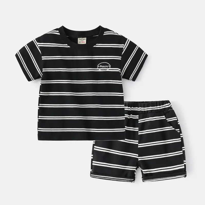 Children Striped T-Shirt & Shorts Set 2024 Korean Style - Image 2