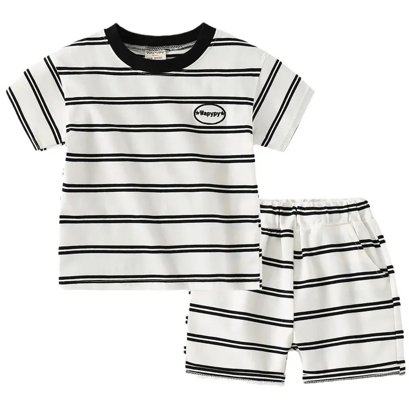 Children Striped T-Shirt & Shorts Set 2024 Korean Style - Image 6