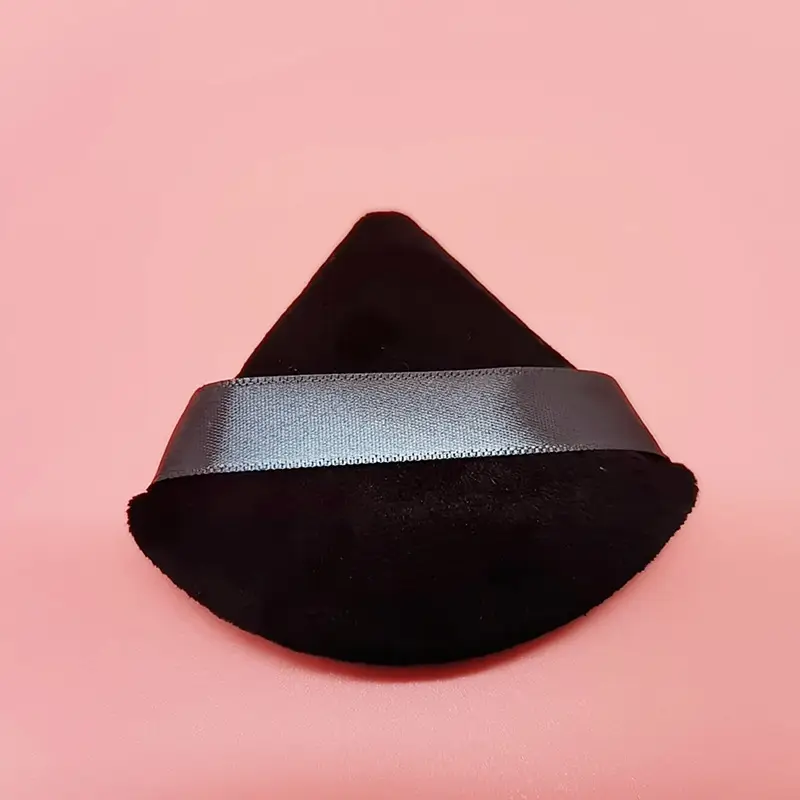 Black Velvet Fan-Shaped Powder Makeup Sponge - Image 2