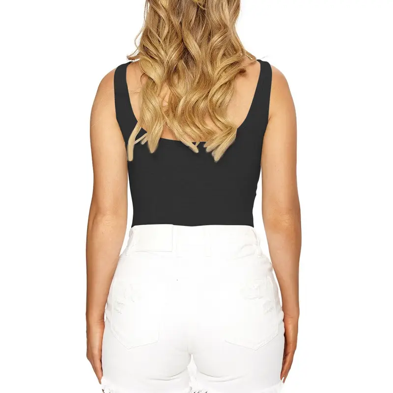 Women's 2025 Summer Slim Ribbed Vest Black - Image 6