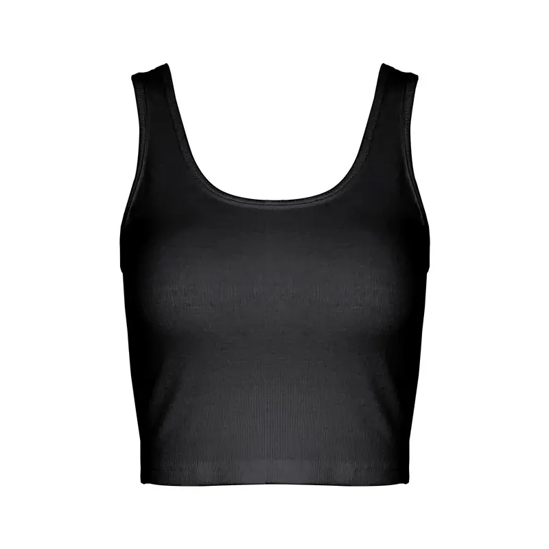 Women's 2025 Summer Slim Ribbed Vest Black - Image 8