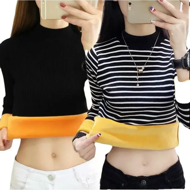 2021 Fleece Warm Gold Velvet T-Shirt for Women - Image 6