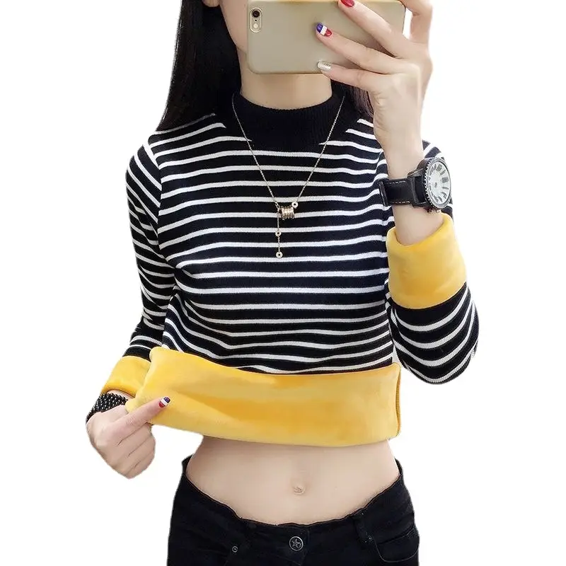 2021 Fleece Warm Gold Velvet T-Shirt for Women - Image 7
