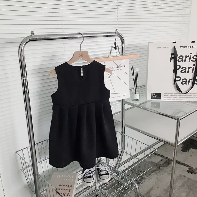 Girls' Navy Blue Bow Tie Vest Dress Set - Image 2