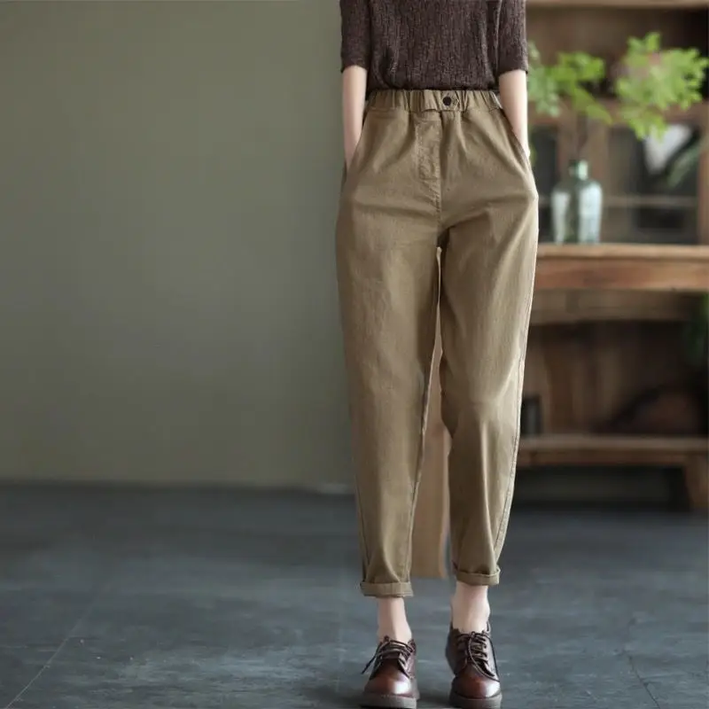 Women Black Fleece Lined Harem Pants Elastic Waist 2025 - Image 4