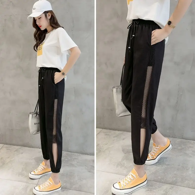 Casual Hollow-out Mesh Pants for Women Large Size - Image 5