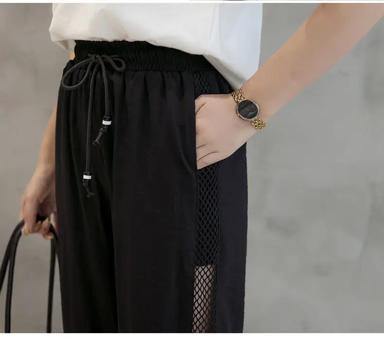 Casual Hollow-out Mesh Pants for Women Large Size — feature 3