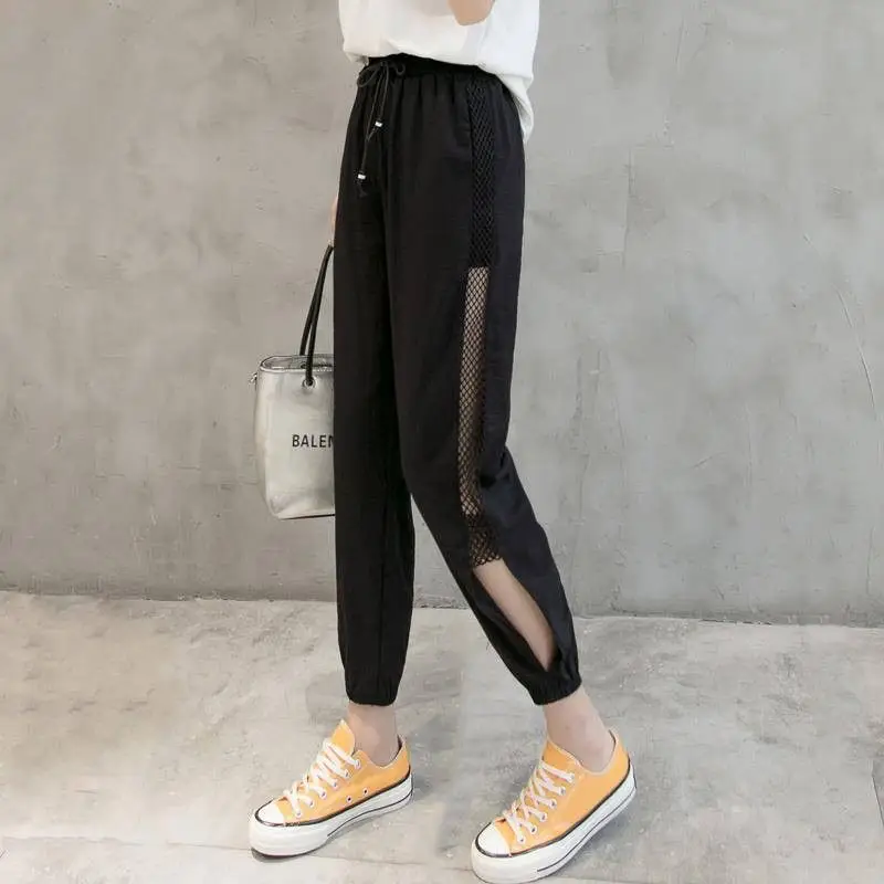 Casual Hollow-out Mesh Pants for Women Large Size — feature 7
