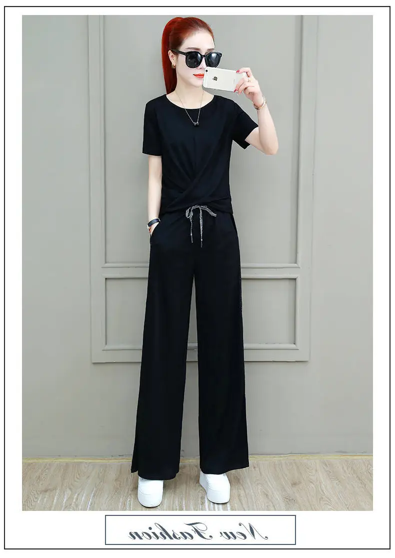Women 2025 Wide Leg Pants Grey Drapey Set — feature 10