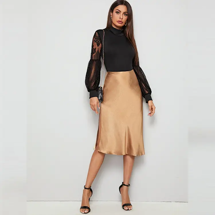 Black Lace Long Sleeve Women's Slim Fit Suit - Image 3