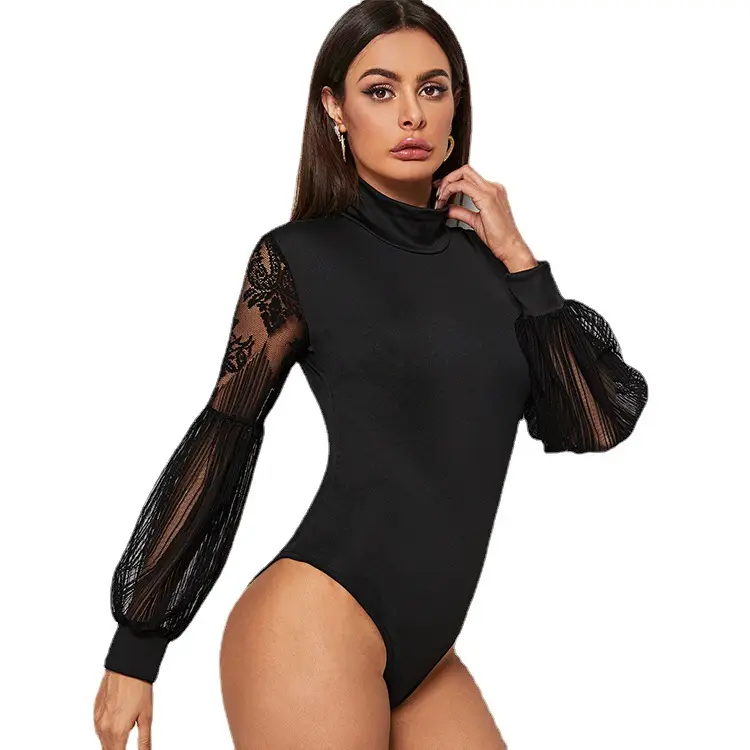 Black Lace Long Sleeve Women's Slim Fit Suit - Image 6