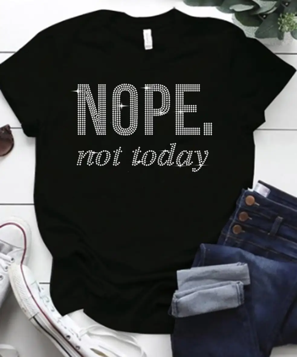 Black T-Shirt "NOPE Not Today" Round Neck - Image 3