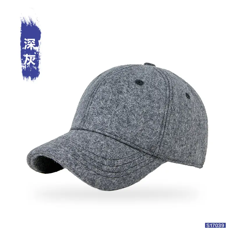 Men Wool Tempa Cap Autumn Winter Warm Short Bim - Image 2