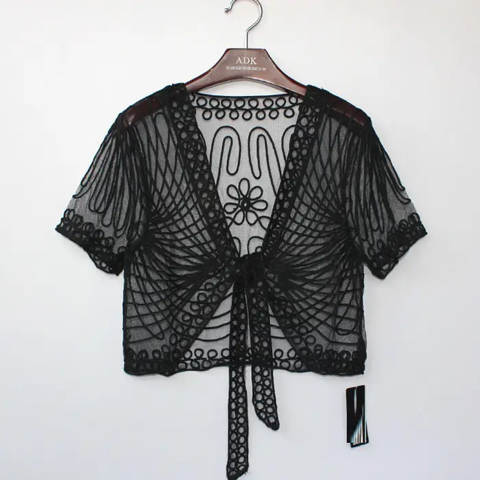 White Lace Gauze Cardigan Short Coat Summer Large - Image 3