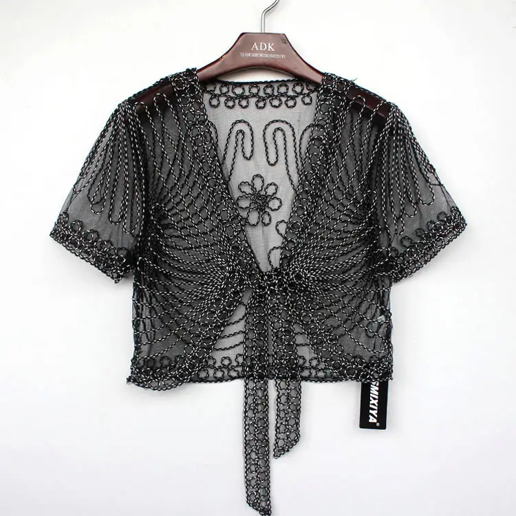 White Lace Gauze Cardigan Short Coat Summer Large - Image 2
