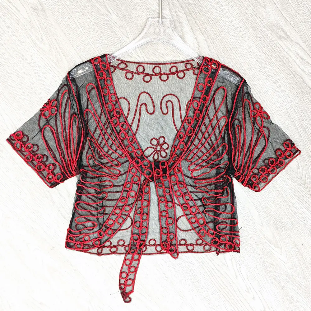 White Lace Gauze Cardigan Short Coat Summer Large - Image 5