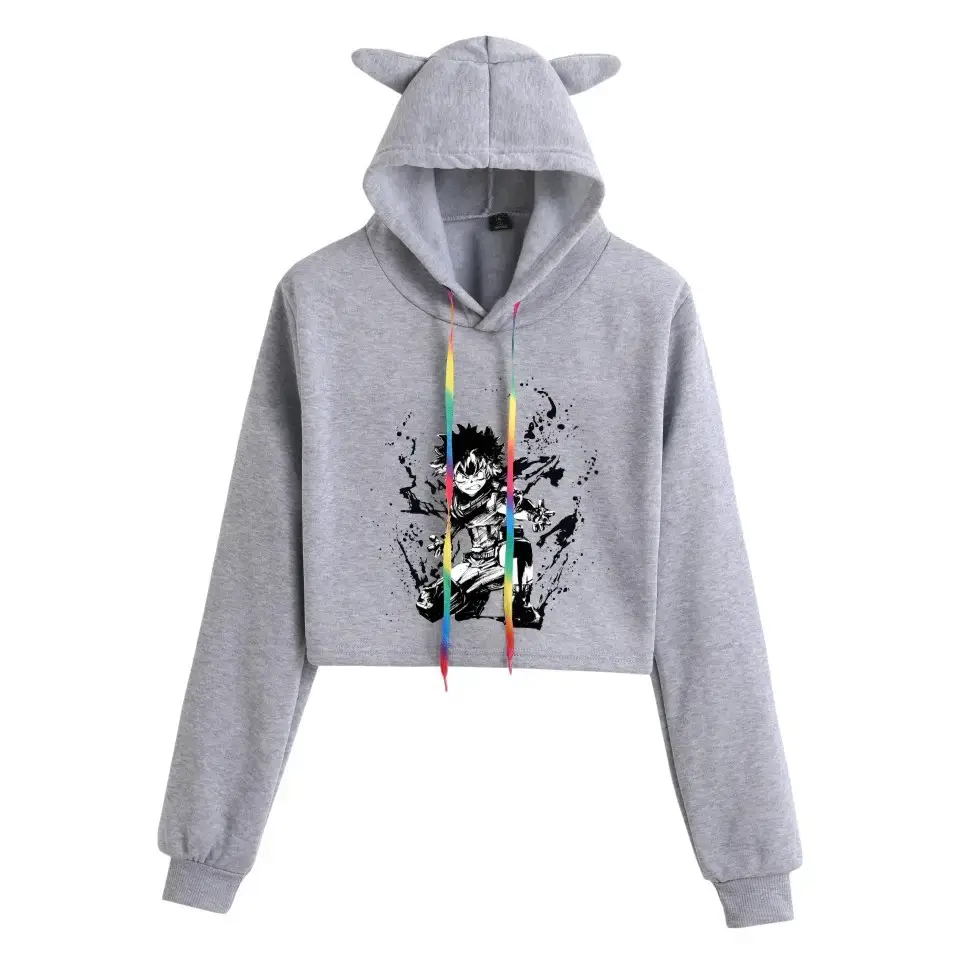 My Hero College Anime Hoodie Black Cat Ear Design - Image 7