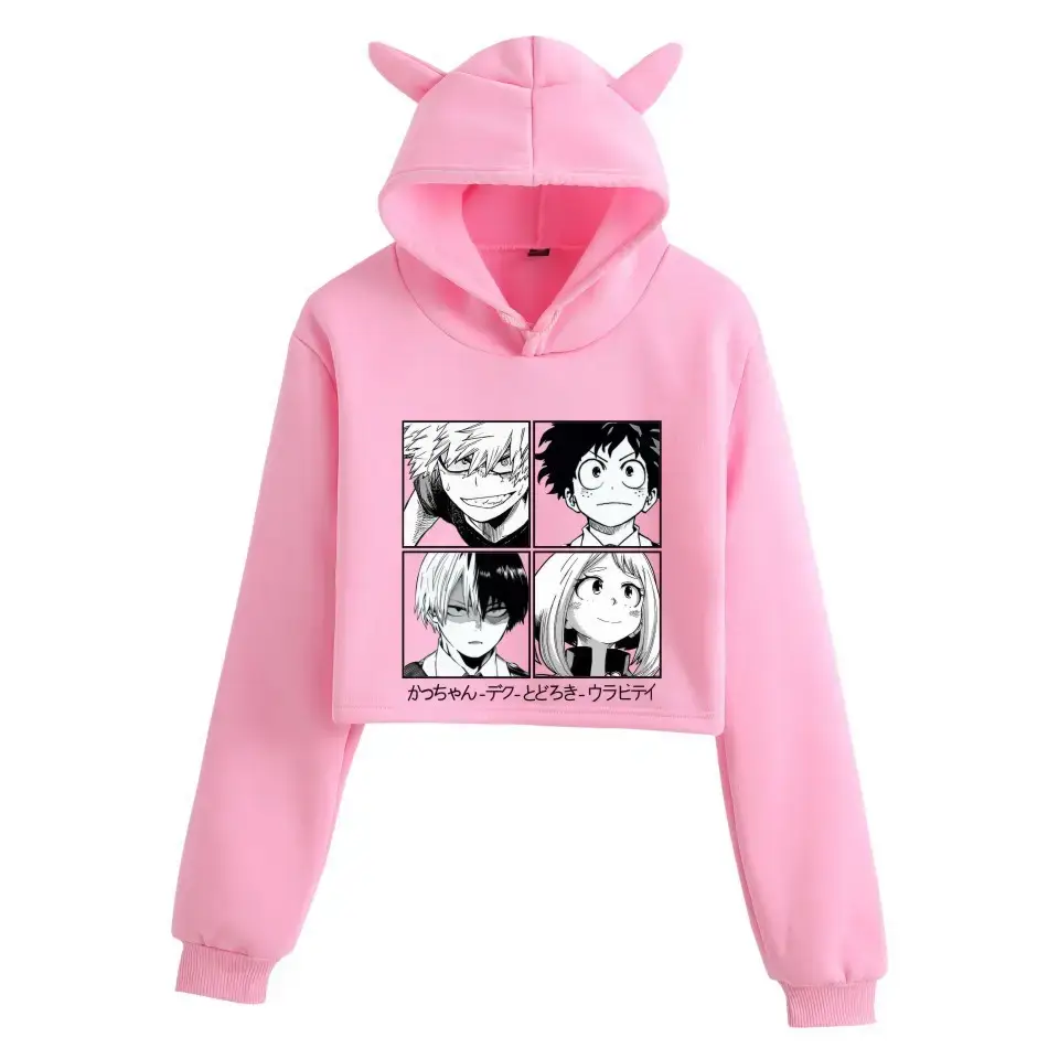 My Hero College Anime Hoodie Black Cat Ear Design - Image 20
