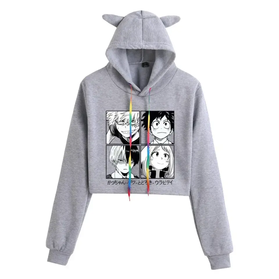 My Hero College Anime Hoodie Black Cat Ear Design - Image 11