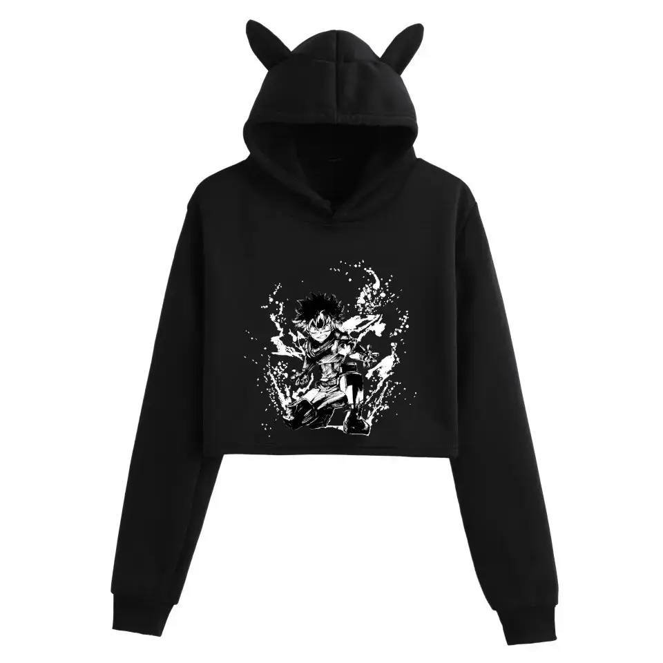 My Hero College Anime Hoodie Black Cat Ear Design - Image 13