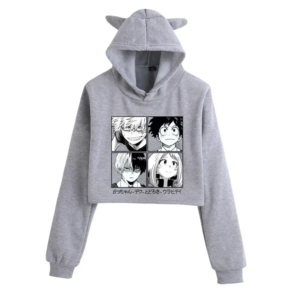 My Hero College Anime Hoodie Black Cat Ear Design - Image 19