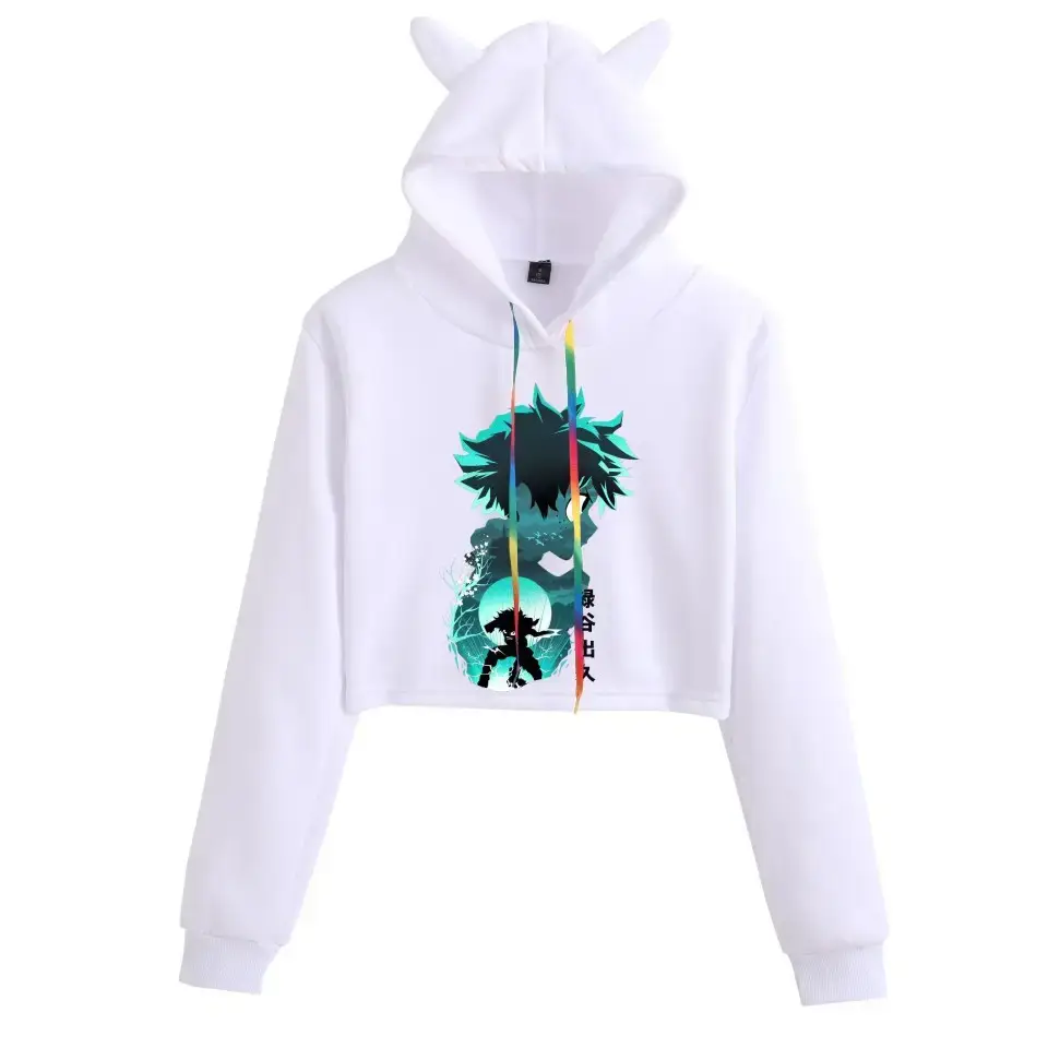 My Hero College Anime Hoodie Black Cat Ear Design - Image 2