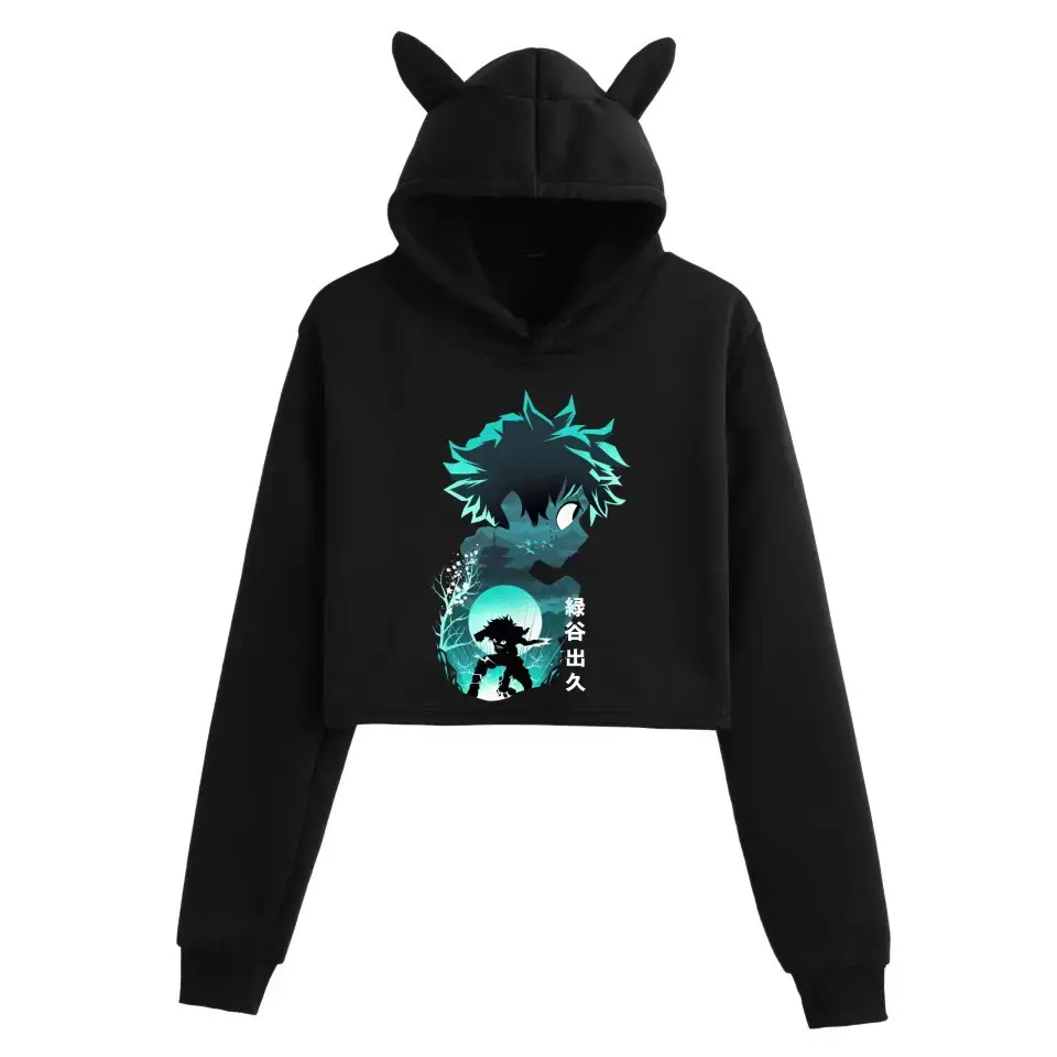 My Hero College Anime Hoodie Black Cat Ear Design - Image 21