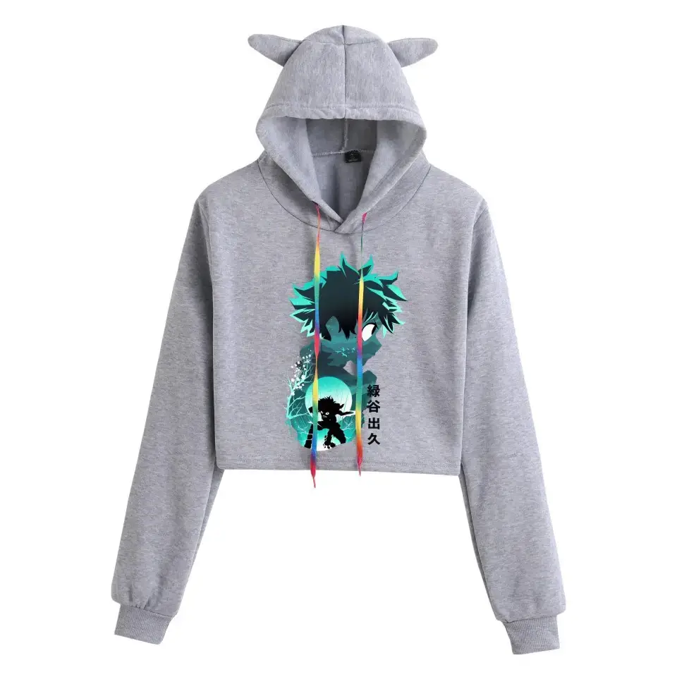 My Hero College Anime Hoodie Black Cat Ear Design - Image 3