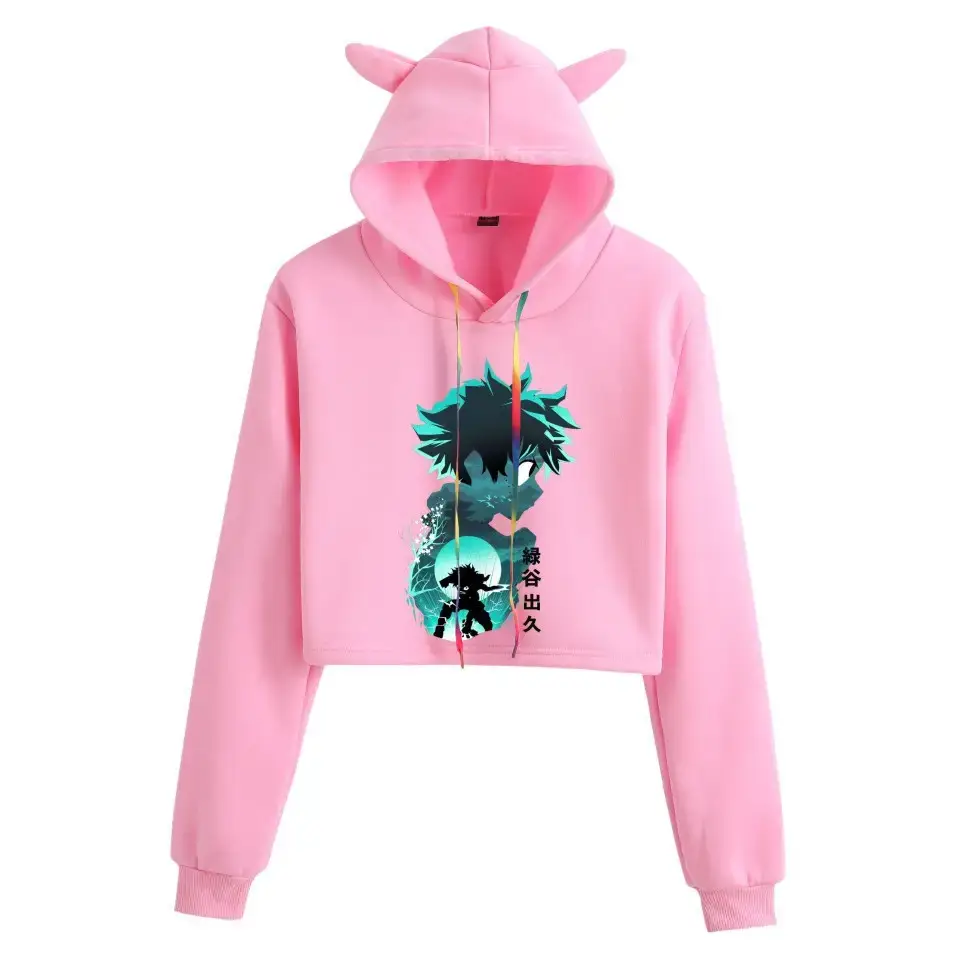 My Hero College Anime Hoodie Black Cat Ear Design - Image 4