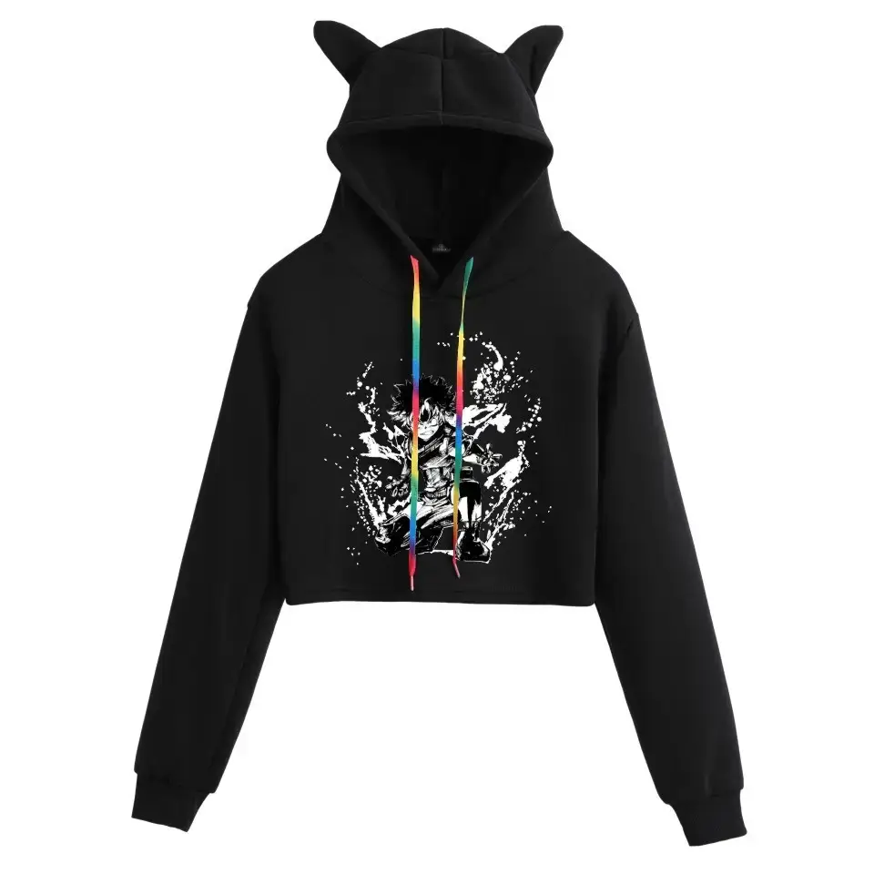 My Hero College Anime Hoodie Black Cat Ear Design - Image 5