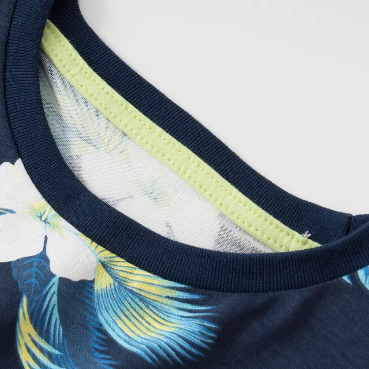 Boys Floral Short Sleeve Shorts Set Brown Cotton Summer Wear
