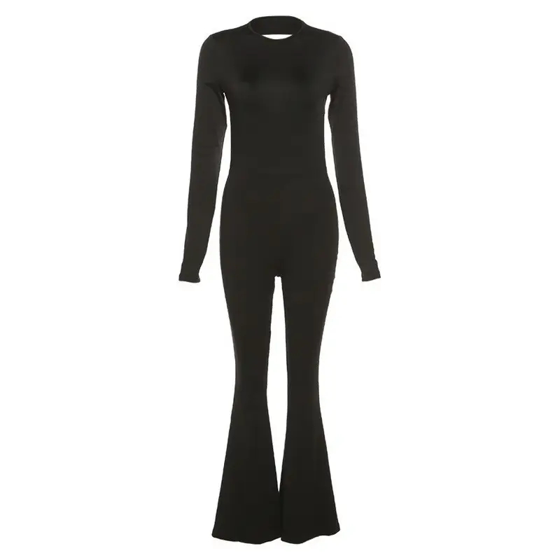 Black Long Sleeve Slim Fit Pants Set for Women - Image 6