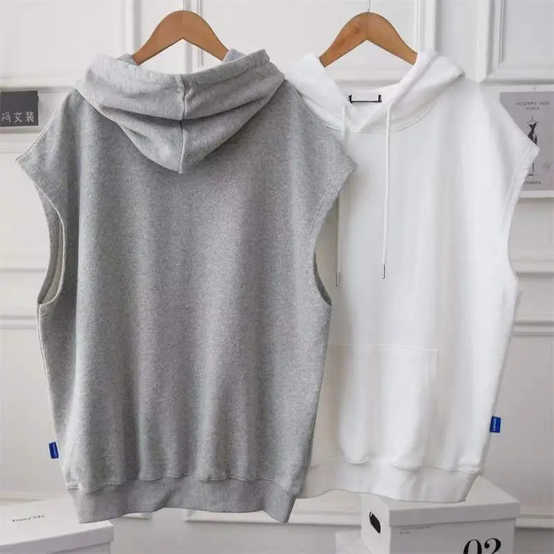 Women Grey Hooded Vest Large Spring Wear