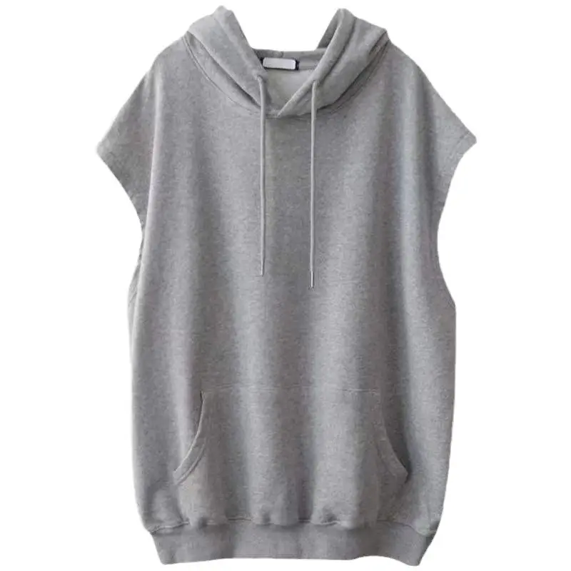 Women Grey Hooded Vest Large Spring Wear