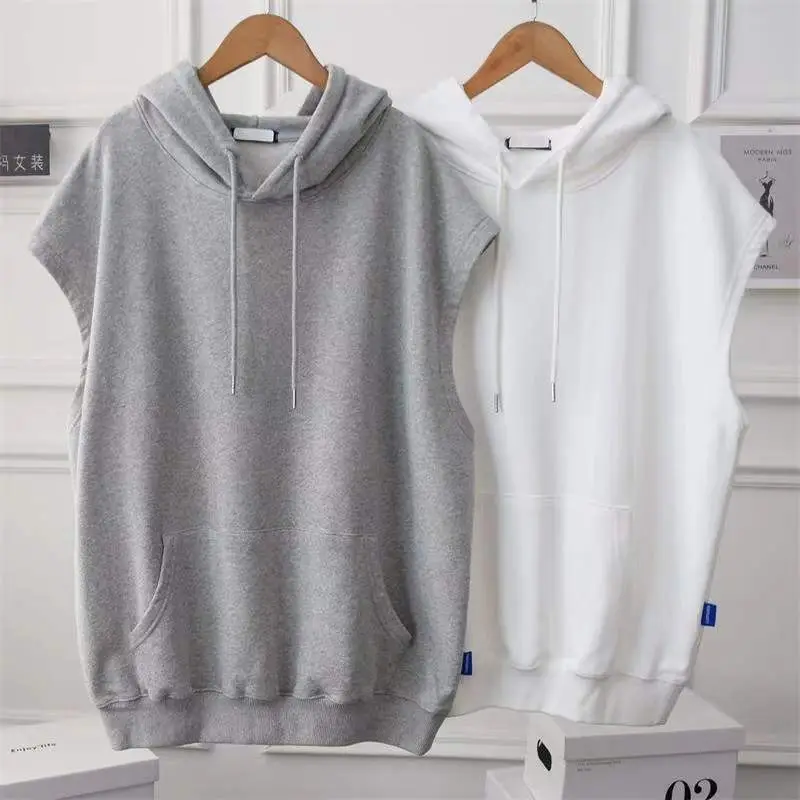 Women Grey Hooded Vest Large Spring Wear — feature 3