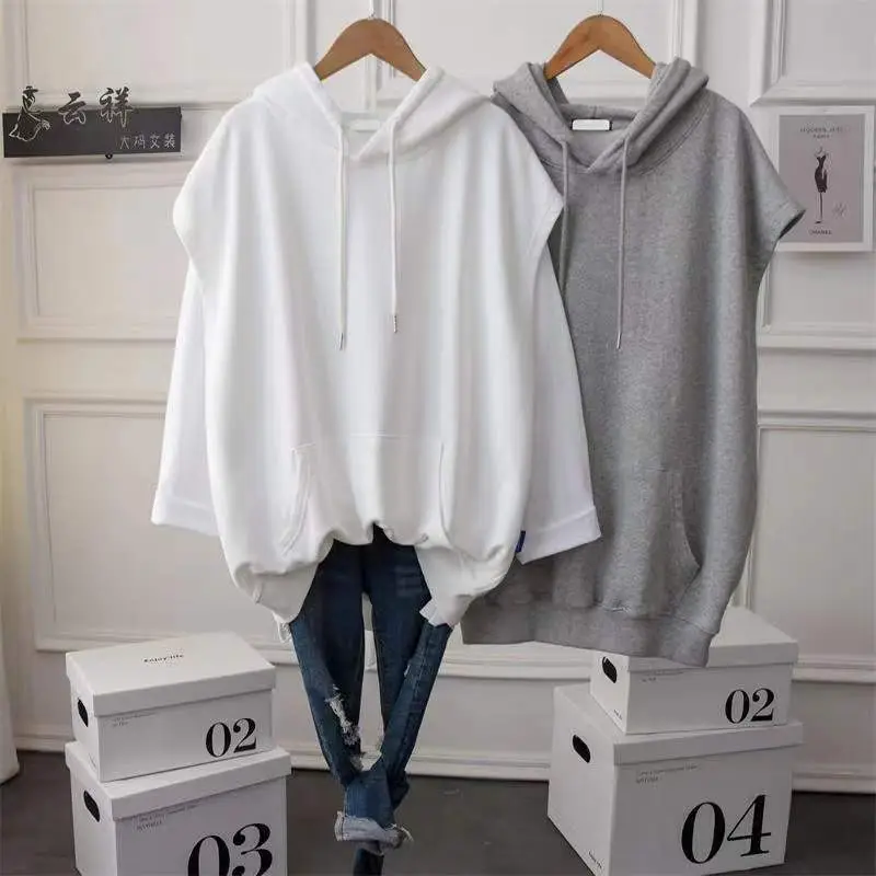 Women Grey Hooded Vest Large Spring Wear — feature 5