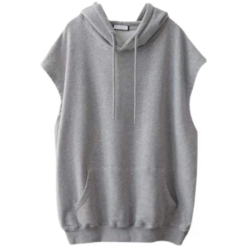 Women Grey Hooded Vest Large Spring Wear