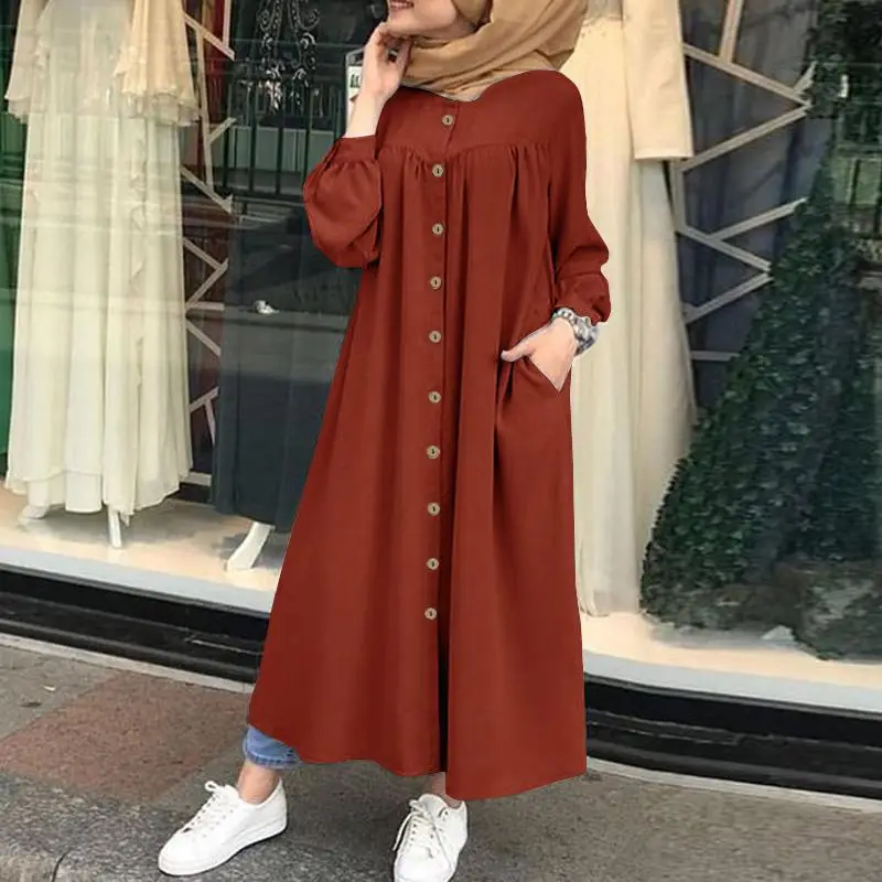 Green Long Sleeve Cardigan Dress for Women Large