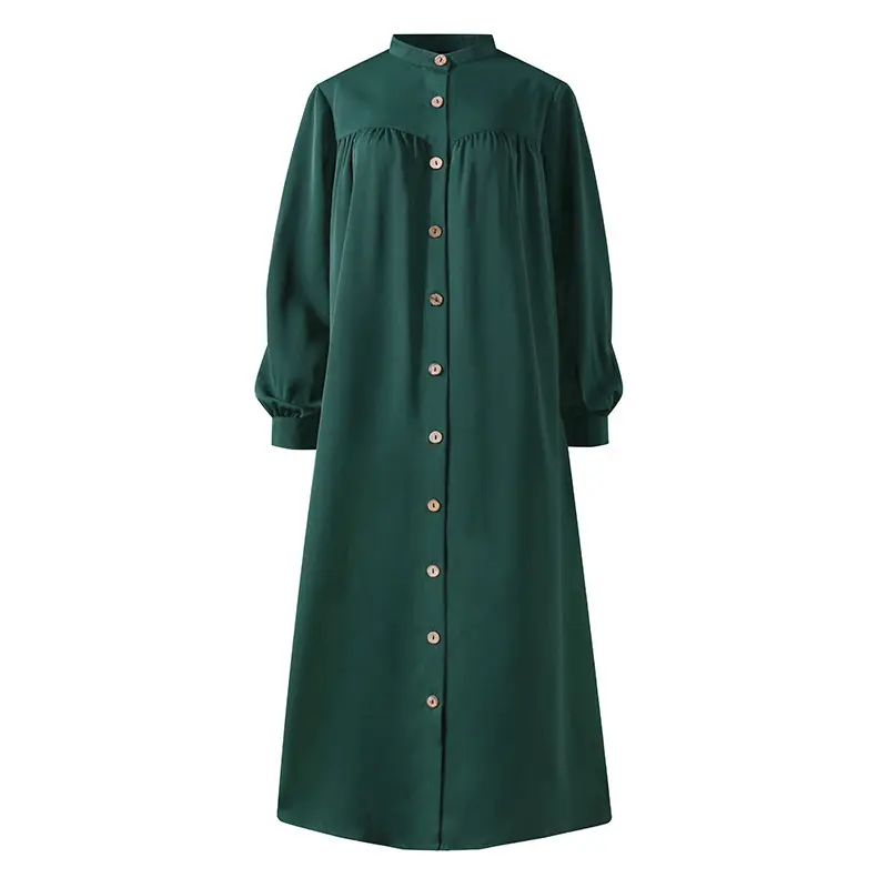Green Long Sleeve Cardigan Dress for Women Large