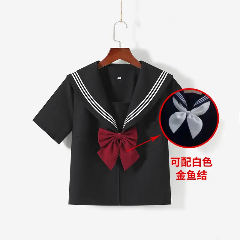 Black Sailor Shirt with Red Bow for Women - Image 9