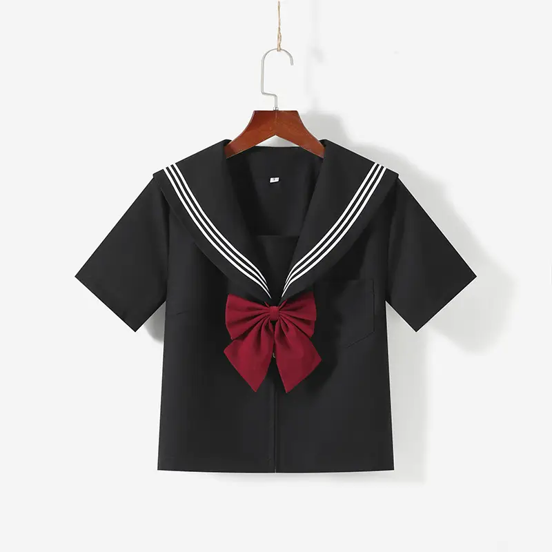 Black Sailor Shirt with Red Bow for Women - Image 4