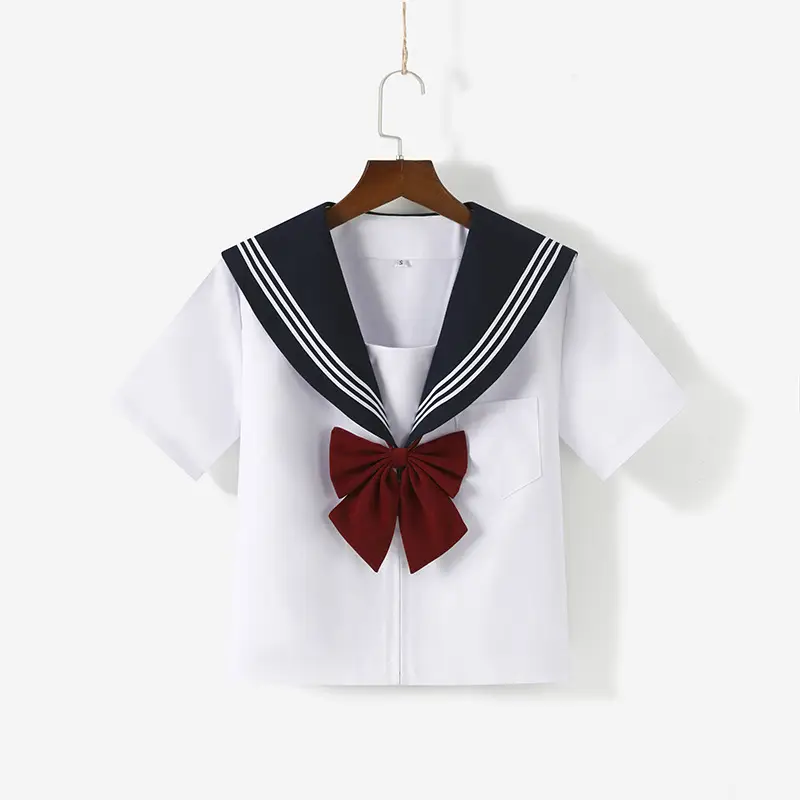Captain Collar White Sailor Shirt with Bow
