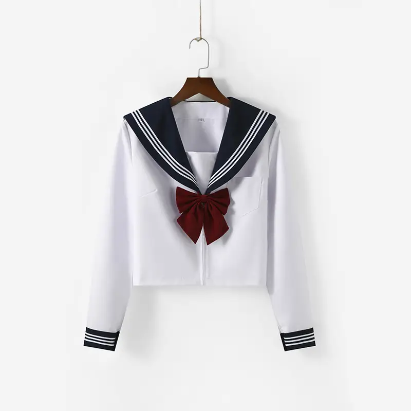 Captain Collar White Sailor Shirt with Bow