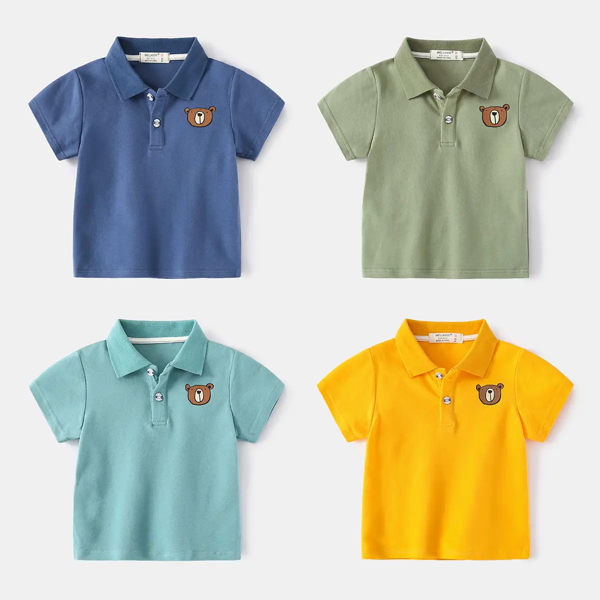 2023 Boys Green Polo Shirt with Bear Print - Image 5