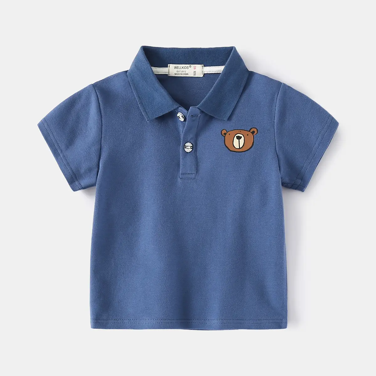 2023 Boys Green Polo Shirt with Bear Print - Image 2