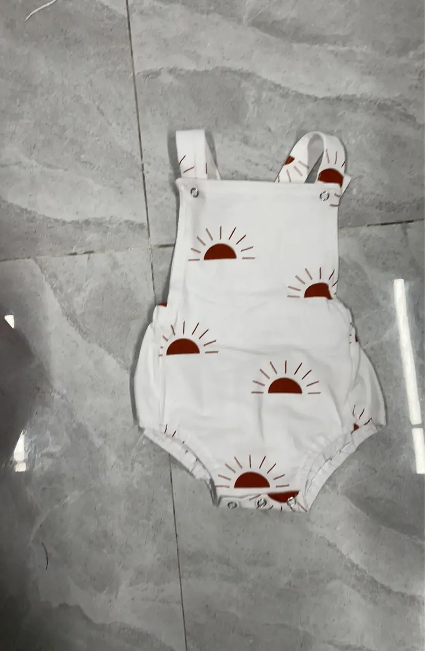 Diamond Sun Print Baby Onesie Set White Cotton - Image 5