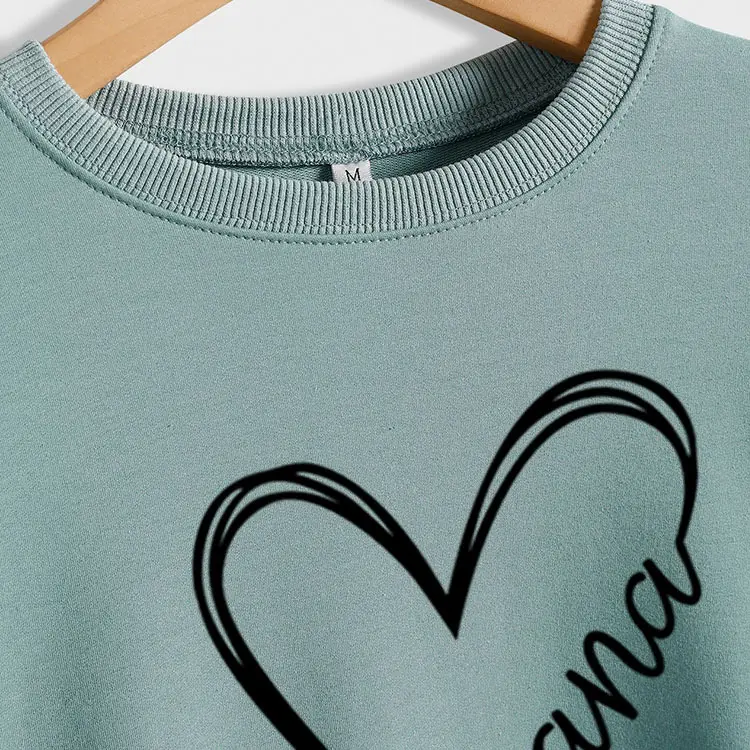 Women's Blue Heart Print Sweatshirt Long Sleeve Winter Wear - Image 16