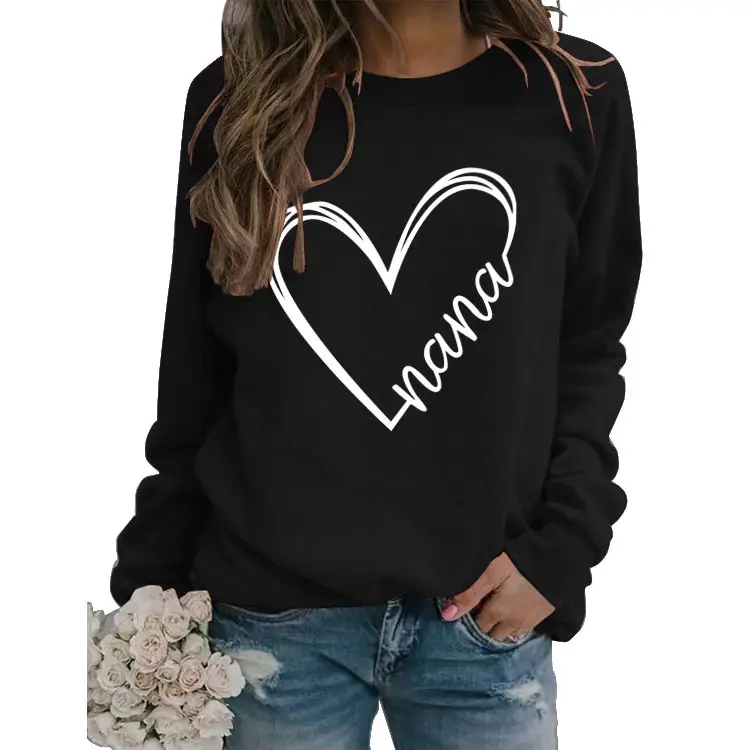 Women's Blue Heart Print Sweatshirt Long Sleeve Winter Wear - Image 18