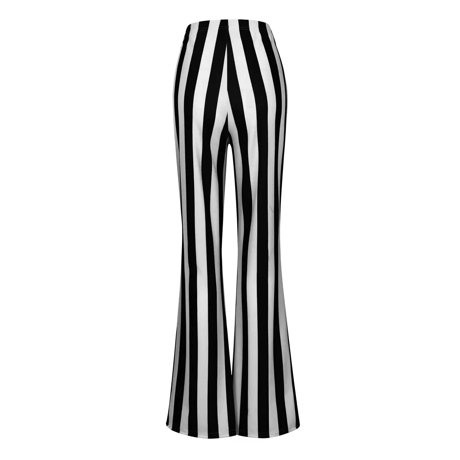 Striped Stretchy Flared Pants for Women Blue White — feature 10