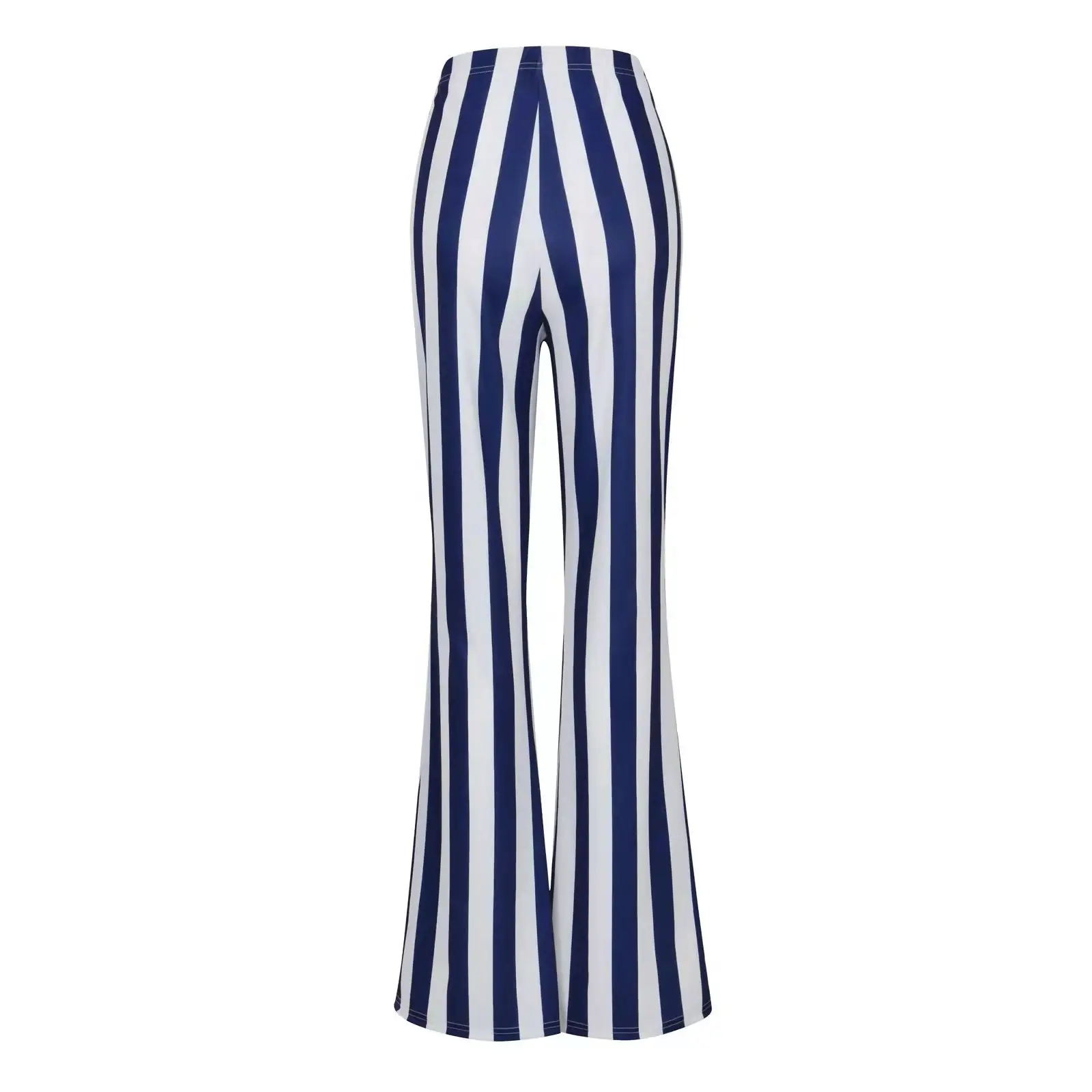 Striped Stretchy Flared Pants for Women Blue White — feature 3